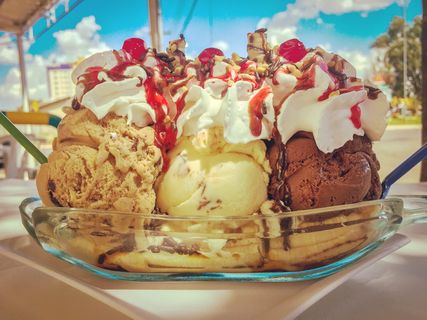 巴西、Sorvetia pinguim、香蕉拼盘、冰激凌、冰淇淋、甜食、甜食、甜品