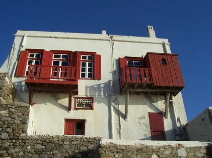 米科诺斯，希腊，建筑，房子，建筑外观，文化，窗户，城镇