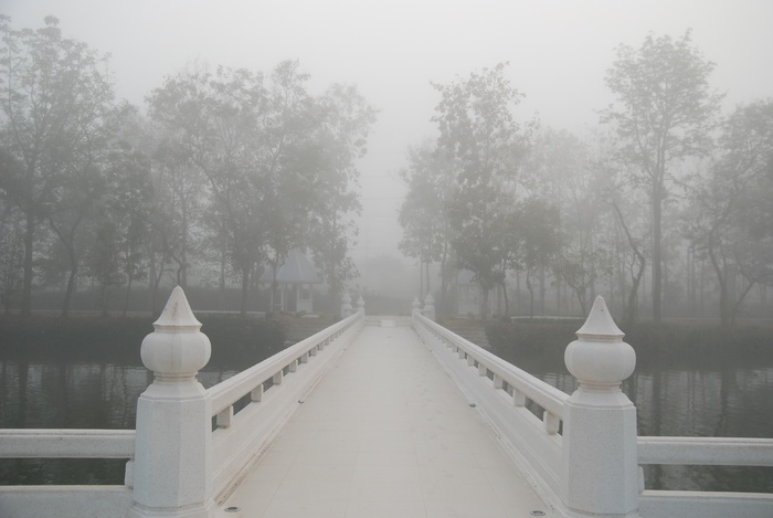 白色，水泥，桥径，冥想，湖泊，佛教，宁静，专注