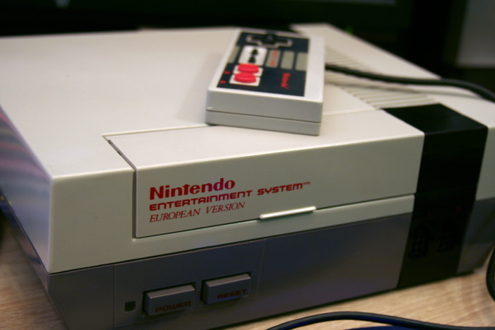任天堂 nes, 控制台, 顶部, 棕色, 木, 表, nes, 任天堂娱乐系统