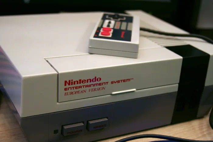 任天堂 nes, 控制台, 顶部, 棕色, 木, 表, nes, 任天堂娱乐系统