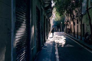 光, 城市, 路, 阳光明媚, 胡同, 建筑, 背景, 巴塞罗那