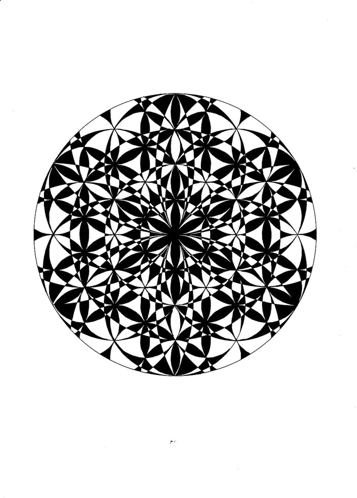 神圣，几何学，手绘，手，神圣几何学，艺术，metatrons立方体，黑白