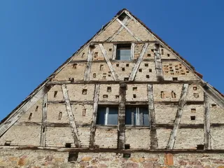 谷仓，木框架，reilingen，旧，框架，农村，粗糙，墙壁