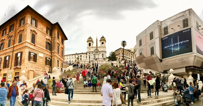 意大利，罗马，巴卡西亚喷泉，楼梯，西班牙台阶，人，台阶，罗马