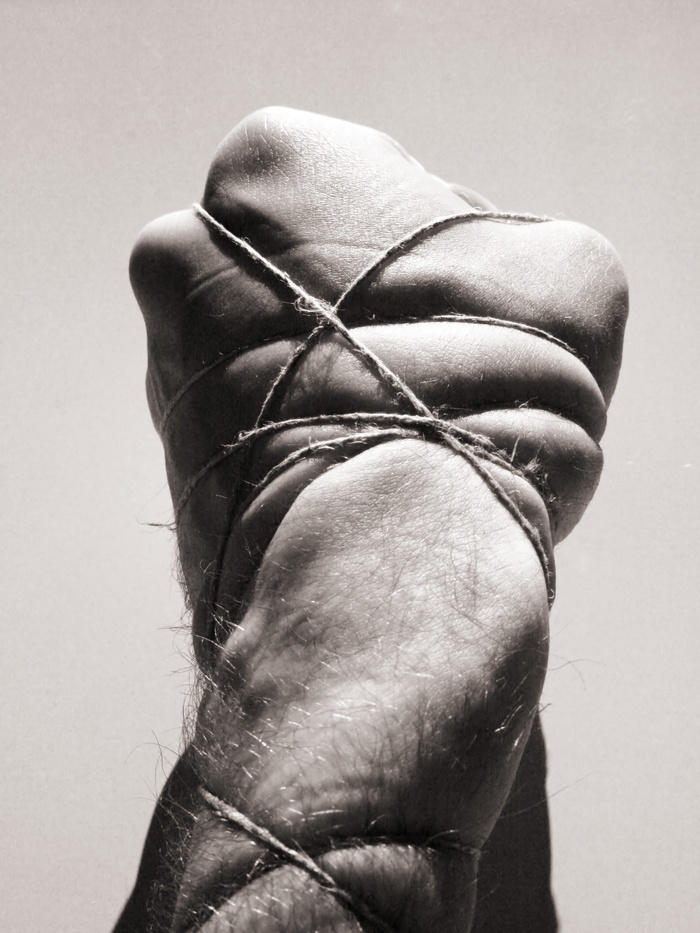 bw、绳索、手、肉、陷阱、连接、菜鸟图库、身体部位