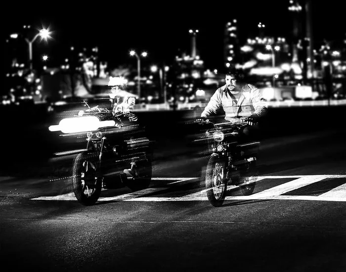 自行车、黑白、模糊、城市、驾驶、快速、动态、摩托车
