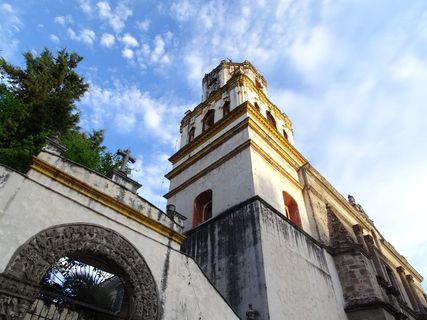 教堂、中庭、coyoacán、墨西哥城、联邦区、df、建筑、建筑