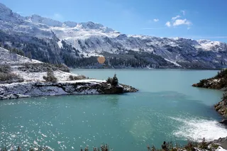 山地湖、山地水库、kopsstausee、冬季风暴、silvretta、montafon、vorarlberg、blue