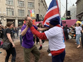 人，人，旗帜，符号，牛津马戏团，人群，英国，大伦敦