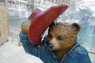 帕丁顿，熊，车站，雕像，肖像，看，照顾，果酱