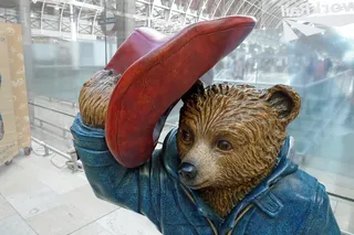 帕丁顿，熊，车站，雕像，肖像，看，照顾，果酱