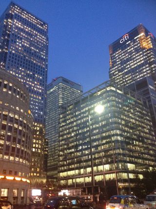 金丝雀码头，夜晚，灯光，夜晚，灯，金丝雀，码头，建筑，城市景观