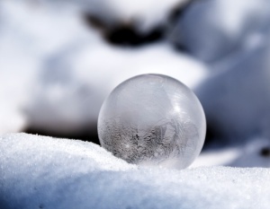 选择性, 重点, 玻璃球, 雪地, 肥皂泡, 磨砂, 冬天, 冷