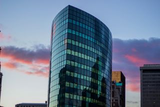 哈特福德，市中心，美国，玻璃，窗户，绿色，蓝色，阳光