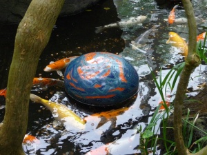 锦鲤、chihuly、玻璃、池塘、摄影背景、水、自然、植物