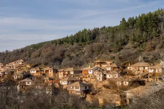 保加利亚, 罗多彼, Leshten 别墅, 日落, 树, 森林, 老村, 山