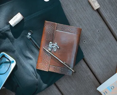 书籍，复古，青色，橙色，照片，产品，高角度视图，桌子