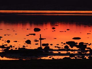黄昏，日落，黄昏，夏夜，大海，镜像，美丽，水