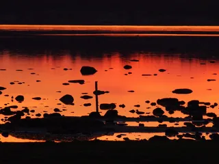 黄昏，日落，黄昏，夏夜，大海，镜像，美丽，水