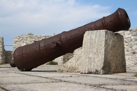枪，城堡，历史，海岸，意大利，古老，白天，过去