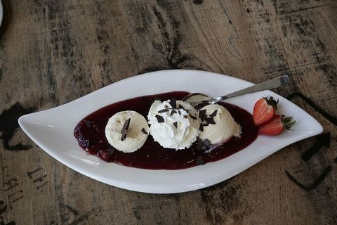 冰淇淋，白色，陶瓷，盘子，食物，甜点，奶油，美食家