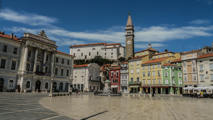 斯洛文尼亚，海，港口，地方，海，港口，云天，建筑，天空