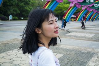 户外，人，快乐，女人，年轻，美丽，快乐，一个人