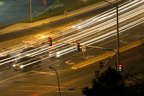 模糊，巴士，汽车，城市，黑暗，市中心，黄昏，傍晚