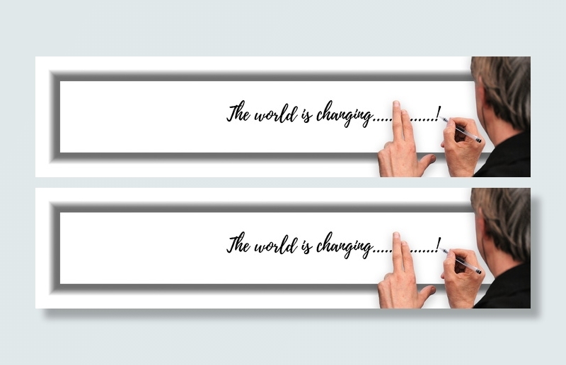 横幅、标题、人、写、更改、世界、转换、人手