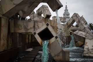 美国旧金山，水，公园，滑梯，建筑，建筑，废弃