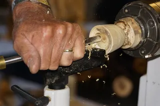 人，手，握，灰色，金属棒，木头，跑步，手艺