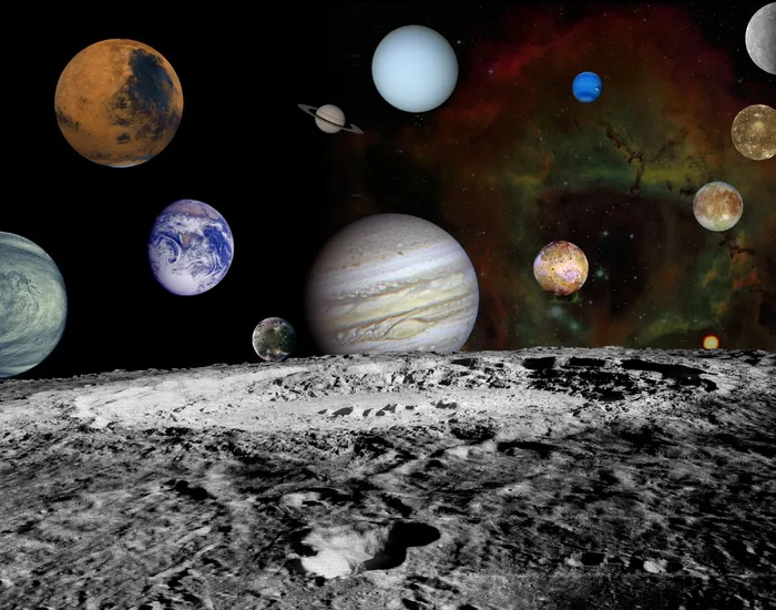 太空、蒙太奇、旅行者、图像、航天器、行星、卫星、木星