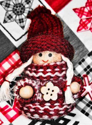 女孩，穿着，红色，白色，洋娃娃，上衣，表面，圣诞节