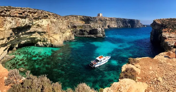 马耳他，ghajnsielem，无名路，雅奇，蓝色泻湖，徒步旅行，蓝色水域，科米诺