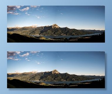 云、日光、湖泊、风景、山脉、自然、户外、全景