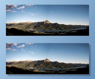 云、日光、湖泊、风景、山脉、自然、户外、全景