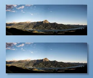 云、日光、湖泊、风景、山脉、自然、户外、全景