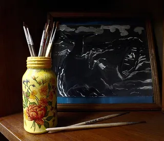 图片、画笔、静物、黄色、h b、容器、室内、无人