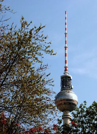 柏林, 电视塔, 亚历山大广场, 塔, 架构, 建筑结构, 树, 通讯