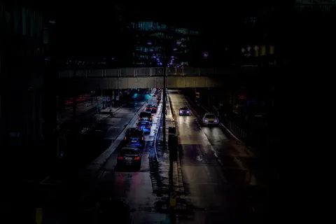 汽车、道路、伦敦、夜间、分色、交通、运输、高速公路