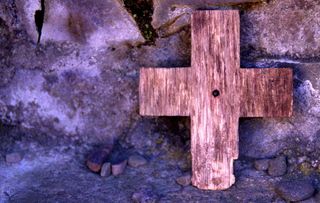 符号，十字架，十字架，岩石，地牢，急救，标志，商标