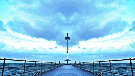 灯塔，主体，水，白色，棕色，高，塔，海港