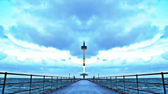 灯塔，主体，水，白色，棕色，高，塔，海港