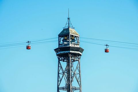 建筑，建筑，缆车，塔，电线，天空，晴朗的天空，电缆