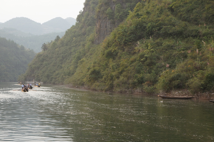中国，长江页峡，乘船旅行，水，树，交通，山，轮船