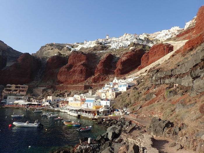 圣托里尼、港口、oia、火山、山脉、水域、自然、旅游目的地
