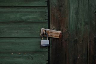 绿色、木材、挂锁、乡村、棚屋、解锁、生锈、金属