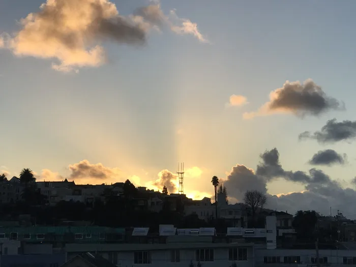 美国, 旧金山, 日落, 苏特罗塔, Potrero 山, 天空, 建筑外观