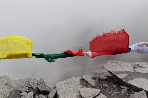 男孩，退后，自然，退后，人，站，风景，男性